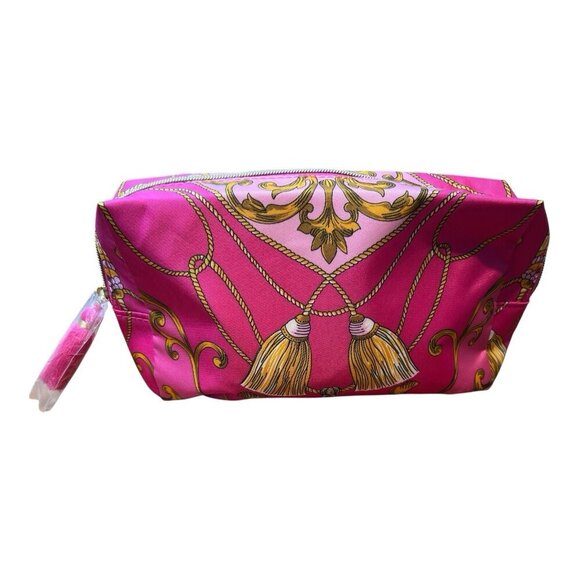 ESTEE LAUDER MAKEUP BAG Pink & Gold Zippered 10” x 5” New - Picture 2 of 5
